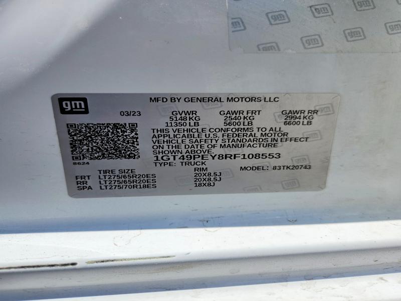 57159786 :رقم المزاد ، 1GT49PEY8RF108553 vin ، 2024 Gmc Sierra مزاد بيع