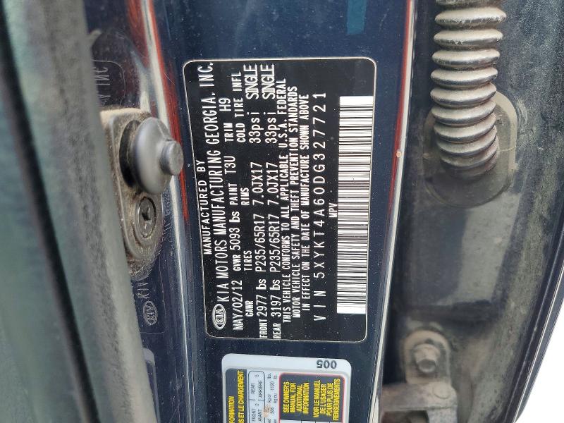 Aukcja sprzedaży 2013 Kia Sorento, vin: 5XYKT4A60DG327721, numer aukcji: 56712936