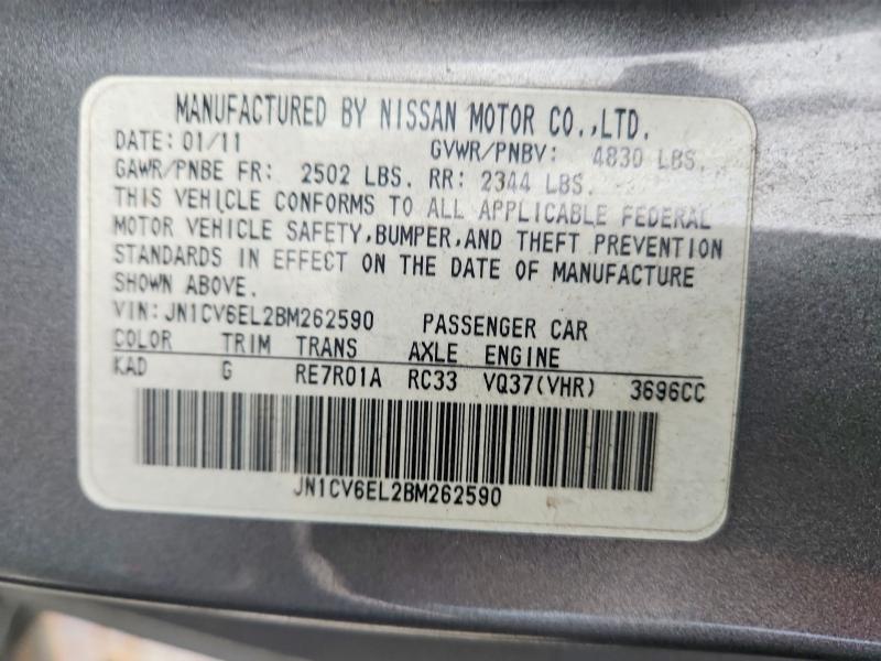 Aukcja sprzedaży 2011 Infiniti G37 Coupe, vin: JN1CV6EL2BM262590, numer aukcji: 56238546