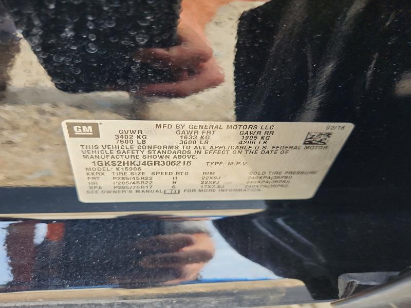 58133426 :رقم المزاد ، 1GKS2HKJ4GR306216 vin ، 2016 Gmc Yukon Xl مزاد بيع