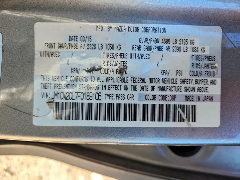 2015 Mazda 5 მანქანა იყიდება აუქციონზე, vin: JM1CW2CL7F0189106, აუქციონის ნომერი: 57081436