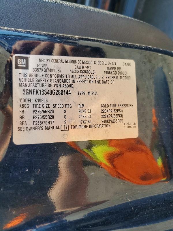 2008 Chevrolet Suburban მანქანა იყიდება აუქციონზე, vin: 3GNFK16348G280144, აუქციონის ნომერი: 56295056