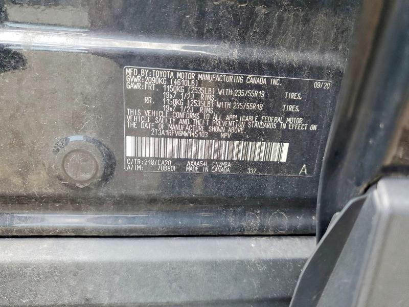 Aukcja sprzedaży 2021 Toyota Rav4, vin: 2T3A1RFV6MW145103, numer aukcji: 57328216