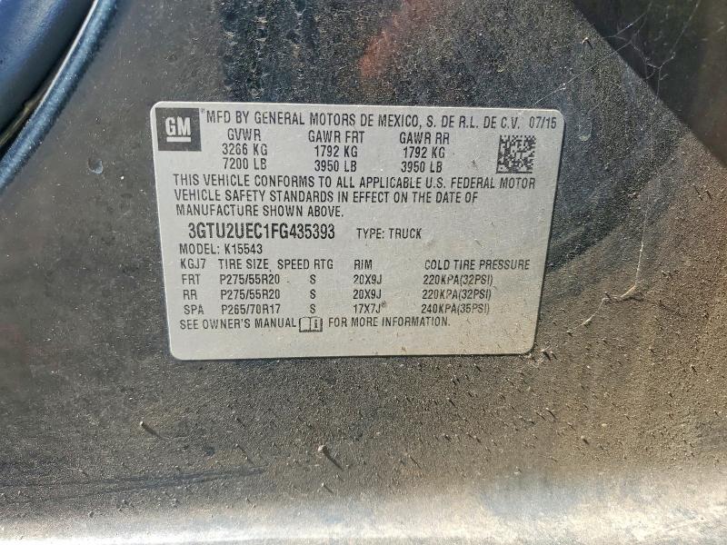 Продаж на аукціоні авто 2015 Gmc Sierra, vin: 3GTU2UEC1FG435393, номер лоту: 57967646