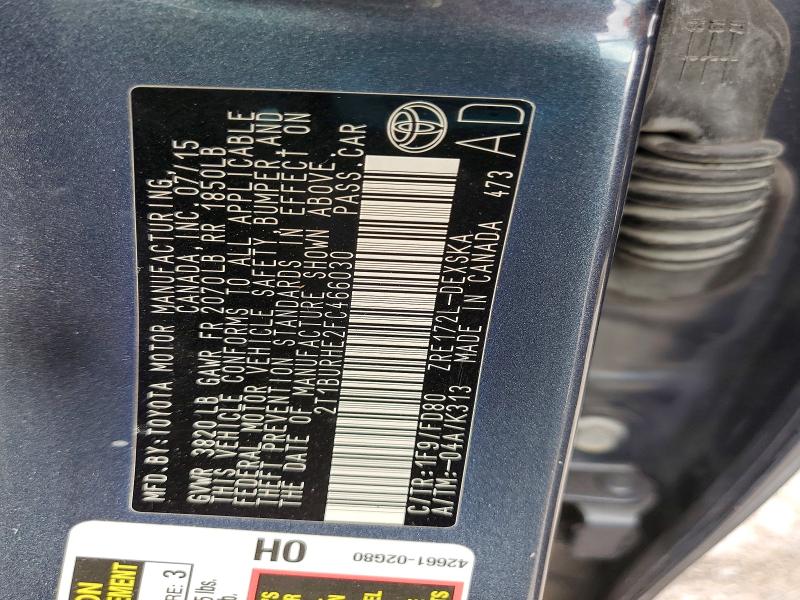 2015 Toyota Corolla მანქანა იყიდება აუქციონზე, vin: 2T1BURHE2FC466030, აუქციონის ნომერი: 56958076