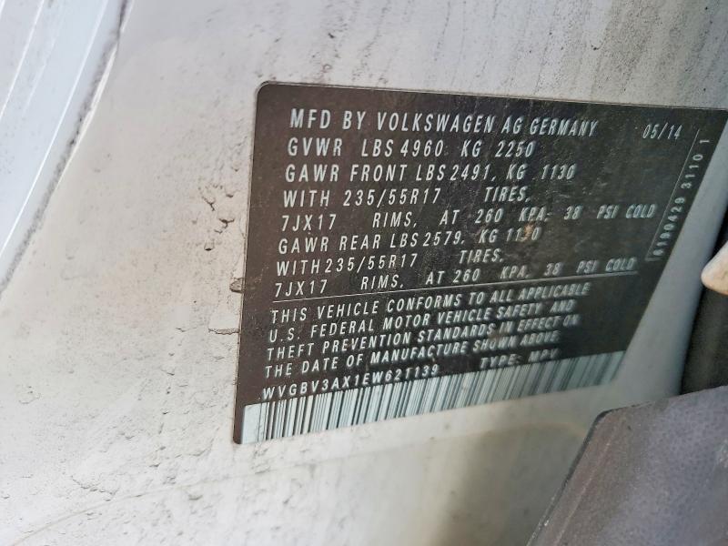 Продаж на аукціоні авто 2014 Volkswagen Tiguan, vin: WVGBV3AX1EW621139, номер лоту: 57617006