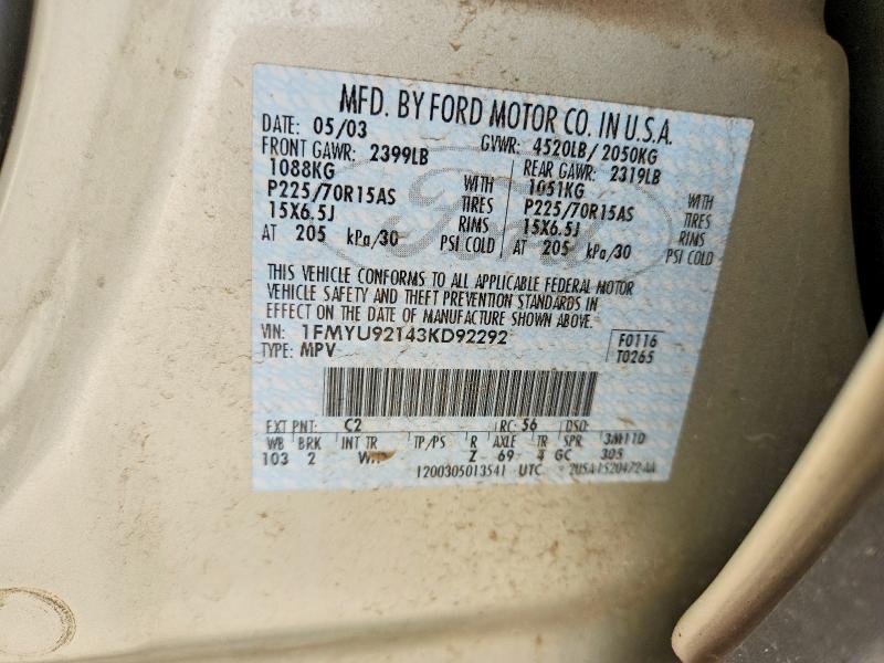 Продаж на аукціоні авто 2003 Ford Escape, vin: 1FMYU92143KD92292, номер лоту: 55707896