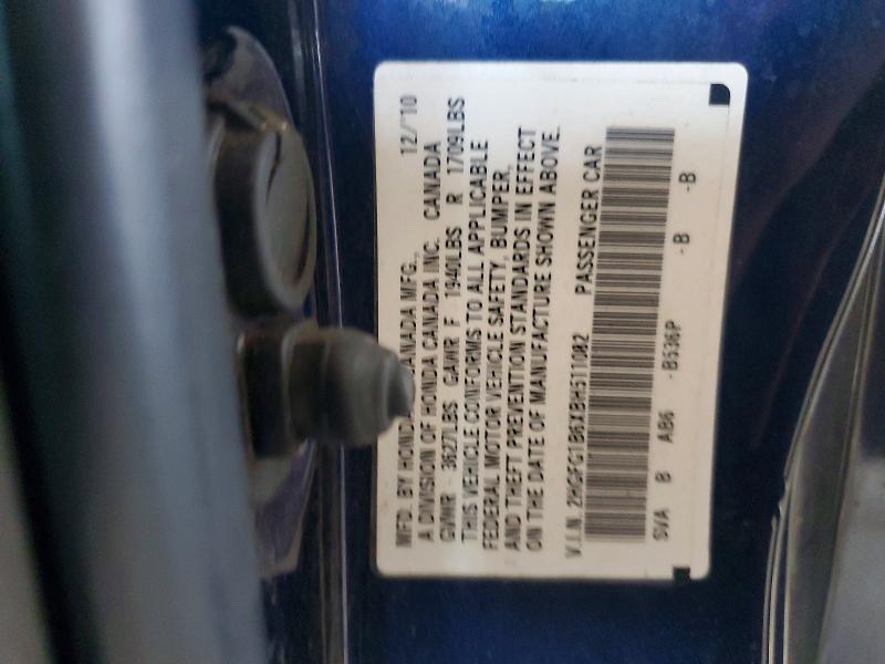 57867366 :رقم المزاد ، 2HGFG1B6XBH511082 vin ، 2011 Honda Civic مزاد بيع