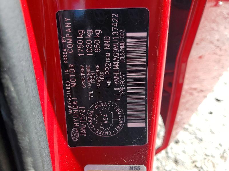 57015766 :رقم المزاد ، KMHLM4AG9MU137422 vin ، 2021 Hyundai Elantra مزاد بيع