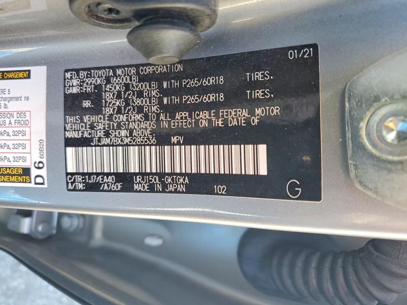 Продаж на аукціоні авто 2021 Lexus Gx, vin: JTJAM7BX3M5285536, номер лоту: 58398496