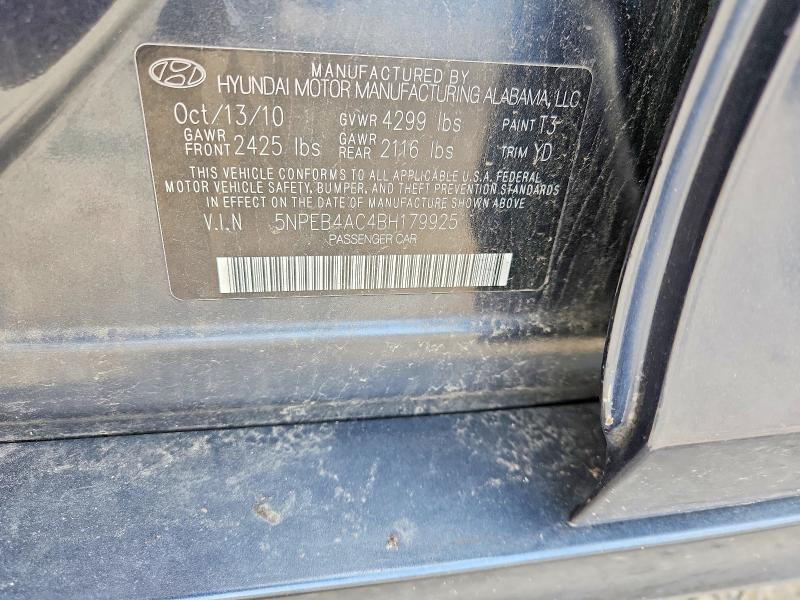 54910996 :رقم المزاد ، 5NPEB4AC4BH179925 vin ، 2011 Hyundai Sonata مزاد بيع