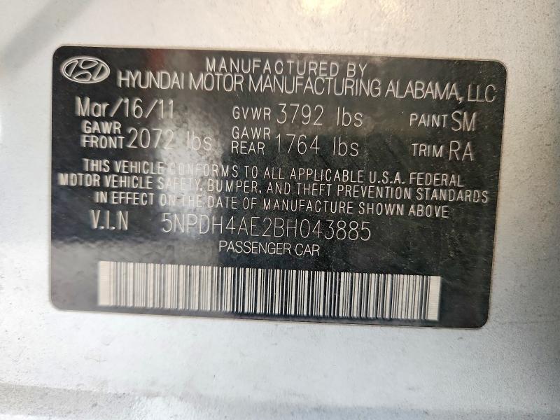 Aukcja sprzedaży 2011 Hyundai Elantra, vin: 5NPDH4AE2BH043885, numer aukcji: 56536386