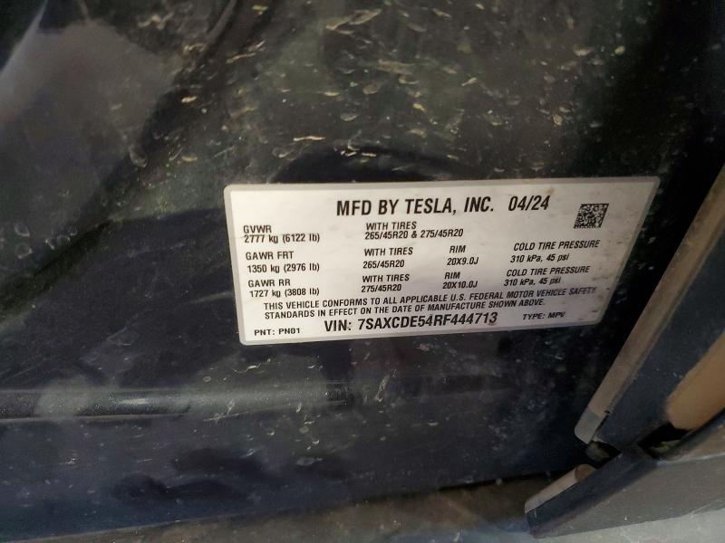 Aukcja sprzedaży 2024 Tesla Model X, vin: 7SAXCDE54RF444713, numer aukcji: 57344766