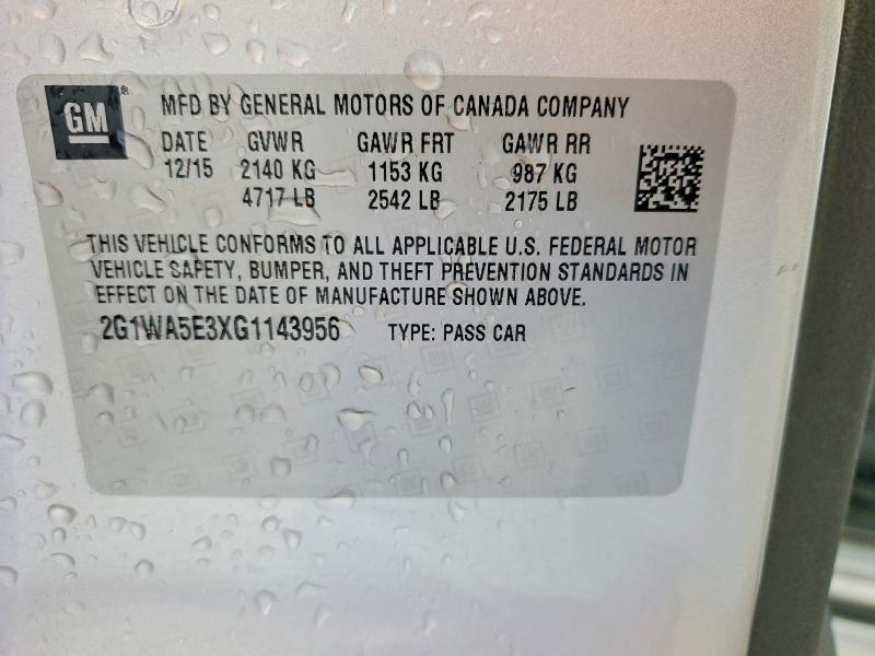 2016 Chevrolet Impala Limited მანქანა იყიდება აუქციონზე, vin: 2G1WA5E3XG1143956, აუქციონის ნომერი: 57027016