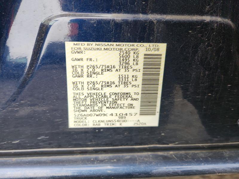 58231076 :رقم المزاد ، 5Z6AD07W09C410457 vin ، 2009 Suzuki Equator مزاد بيع