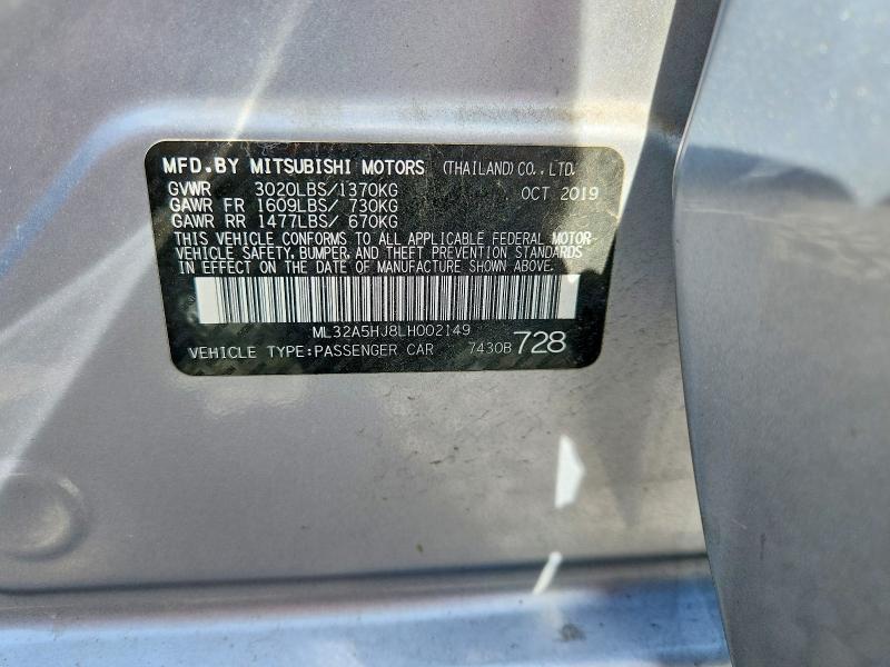 55739756 :رقم المزاد ، ML32A5HJ8LH002149 vin ، 2020 Mitsubishi Mirage مزاد بيع