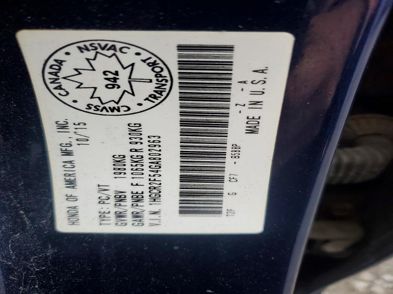 2016 Honda Accord მანქანა იყიდება აუქციონზე, vin: 1HGCR2F54GA802963, აუქციონის ნომერი: 57338496