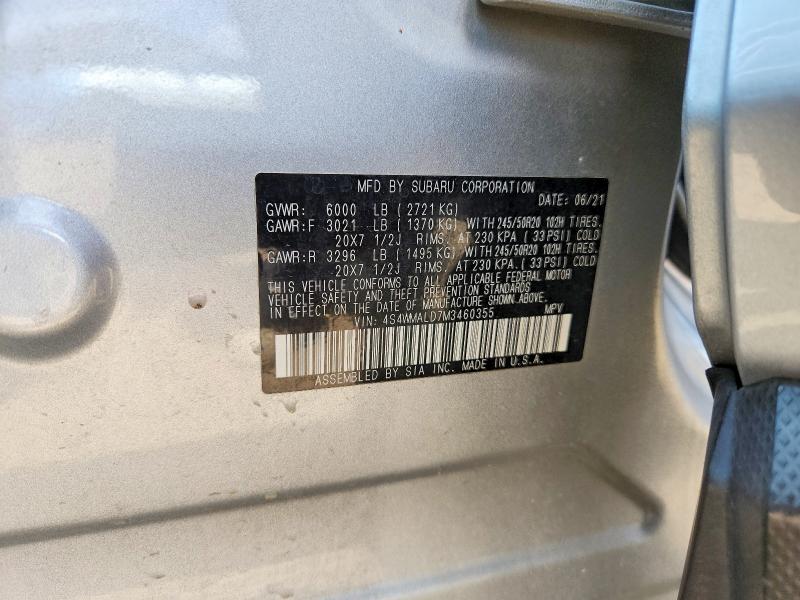 2021 Subaru Ascent მანქანა იყიდება აუქციონზე, vin: 4S4WMALD7M3460355, აუქციონის ნომერი: 58835446