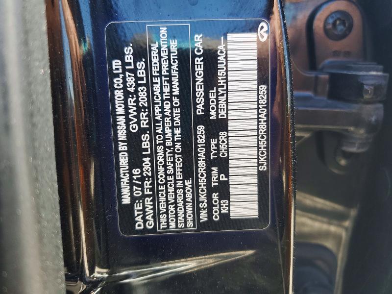 2017 Infiniti Qx30 მანქანა იყიდება აუქციონზე, vin: SJKCH5CR8HA018259, აუქციონის ნომერი: 55602636