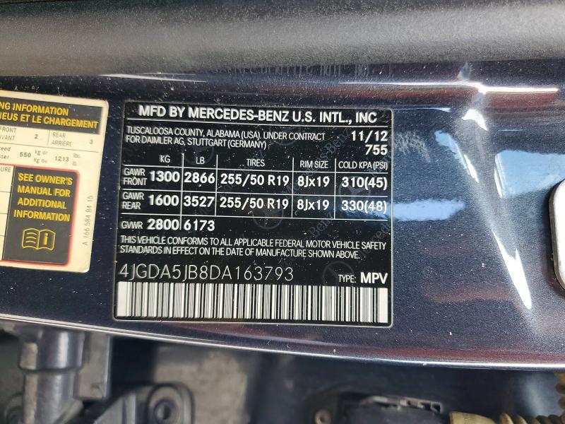 Aukcja sprzedaży 2013 Mercedes-benz Ml, vin: 4JGDA5JB8DA163793, numer aukcji: 57545326