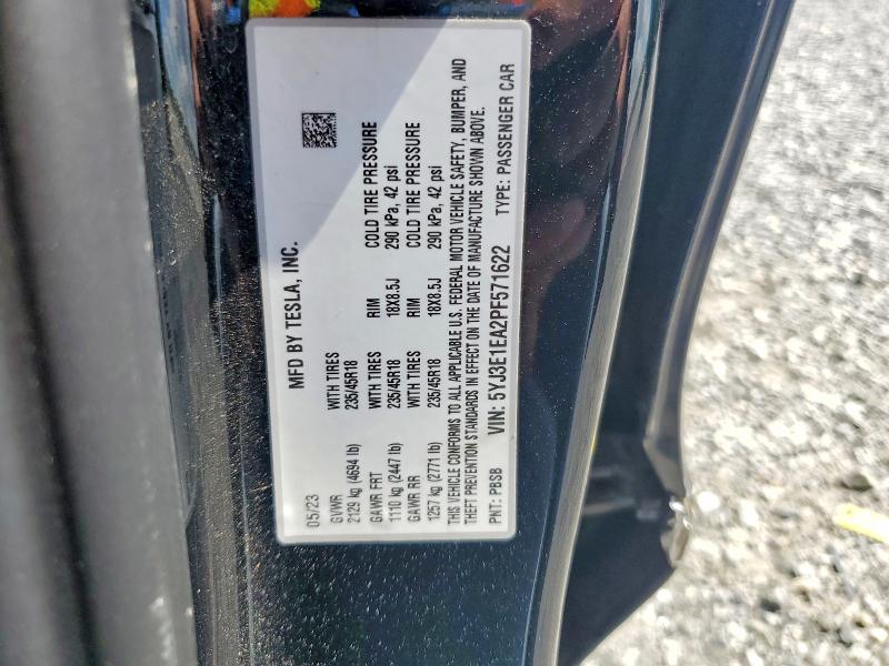 2023 Tesla Model 3 მანქანა იყიდება აუქციონზე, vin: 5YJ3E1EA2PF571622, აუქციონის ნომერი: 58434486