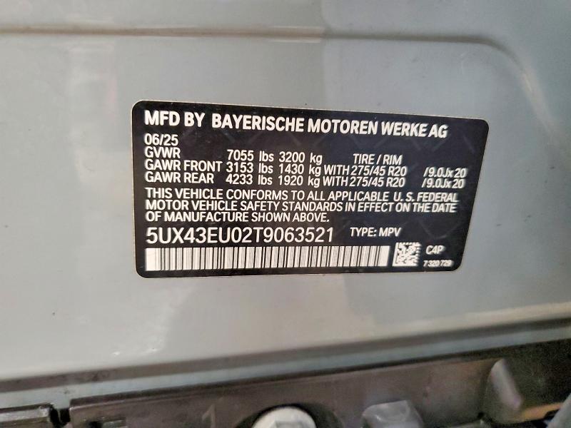 56946086 :رقم المزاد ، 5UX43EU02T9063521 vin ، 2026 Bmw X5 مزاد بيع