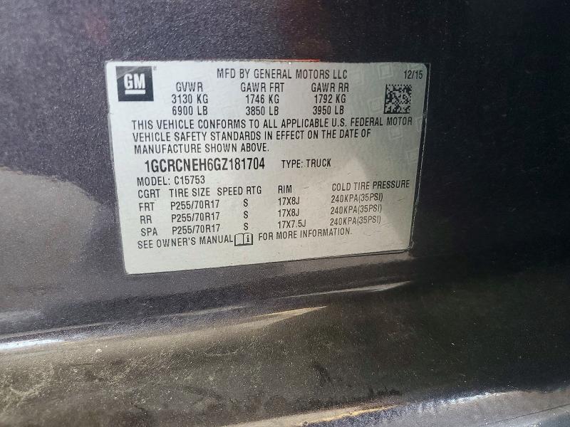 58805226 :رقم المزاد ، 1GCRCNEH6GZ181704 vin ، 2016 Chevrolet Silverado مزاد بيع