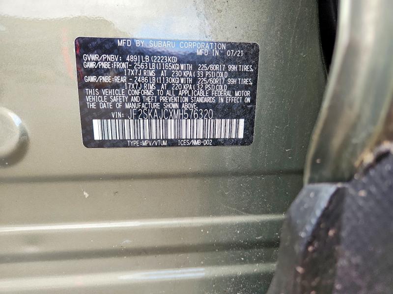 55052246 :رقم المزاد ، JF2SKAJCXMH576320 vin ، 2021 Subaru Forester مزاد بيع