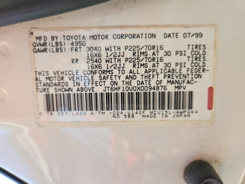 Продажа на аукционе авто 1999 Lexus Rx, vin: JT6HF10U0X0094876, номер лота: 57688526