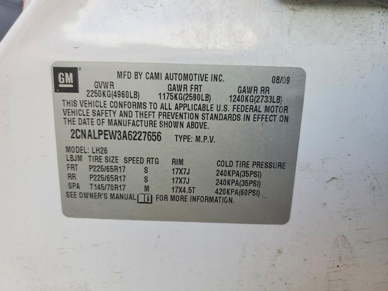 Продаж на аукціоні авто 2010 Chevrolet Equinox, vin: 2CNALPEW3A6227656, номер лоту: 58800576