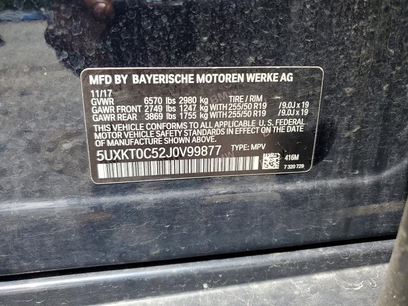 57879176 :رقم المزاد ، 5UXKT0C52J0V99877 vin ، 2018 Bmw X5 مزاد بيع