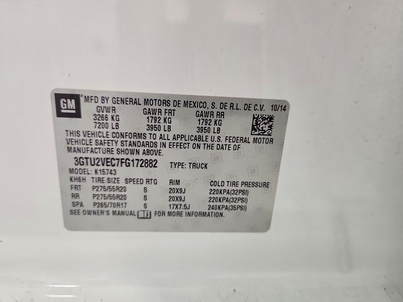 58365686 :رقم المزاد ، 3GTU2VEC7FG172882 vin ، 2015 Gmc Siera15004wd مزاد بيع