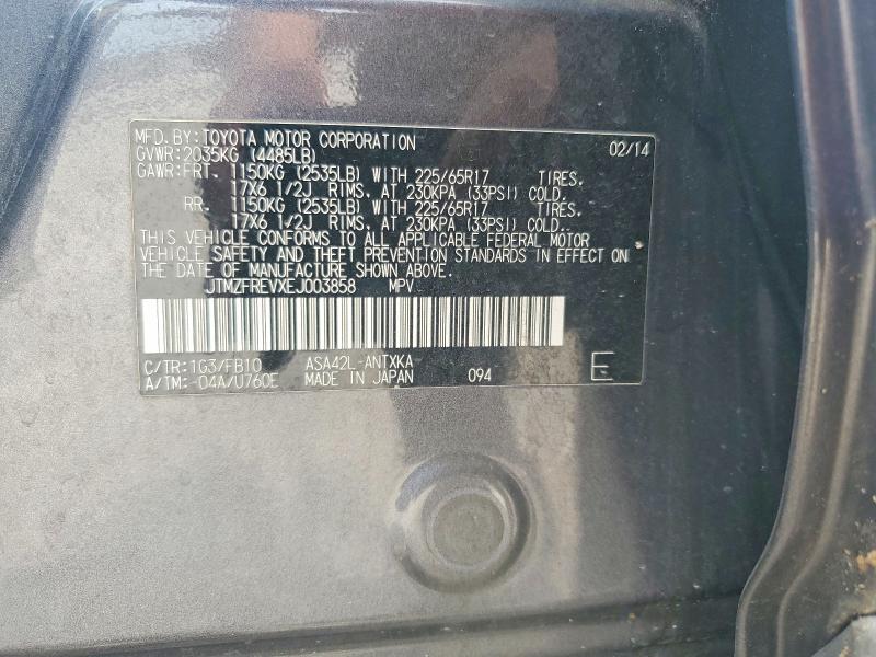 Aukcja sprzedaży 2014 Toyota Rav4, vin: JTMZFREVXEJ003858, numer aukcji: 57481036