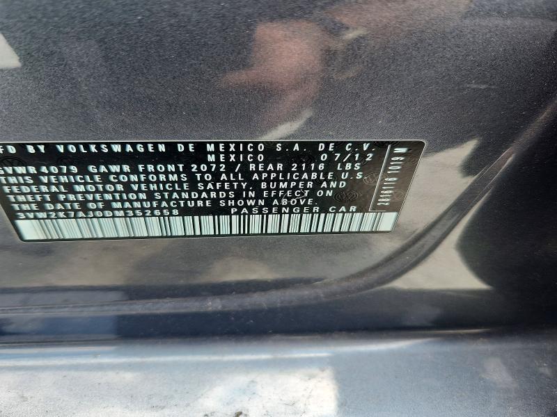 56968356 :رقم المزاد ، 3VW2K7AJ0DM352658 vin ، 2013 Volkswagen Jetta مزاد بيع
