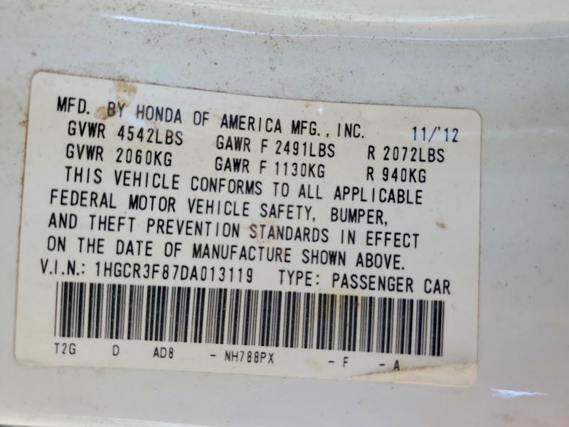 Продажа на аукционе авто 2013 Honda Accord, vin: 1HGCR3F87DA013119, номер лота: 57141326