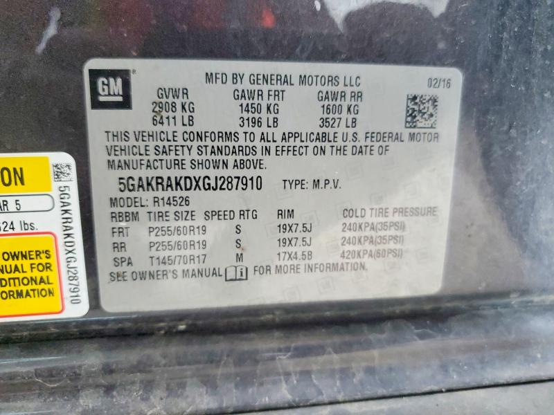 Aukcja sprzedaży 2016 Buick Enclave, vin: 5GAKRAKDXGJ287910, numer aukcji: 55310926