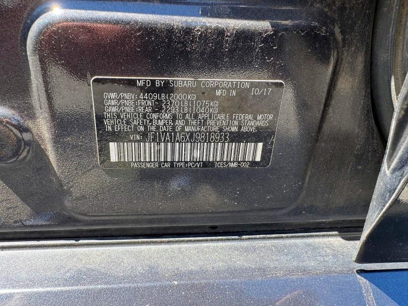 Продаж на аукціоні авто 2018 Subaru Wrx, vin: JF1VA1A6XJ9818933, номер лоту: 56415876