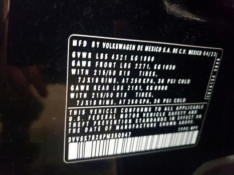 56424006 :رقم المزاد ، 3VVSX7B26PM350947 vin ، 2023 Volkswagen Taos مزاد بيع