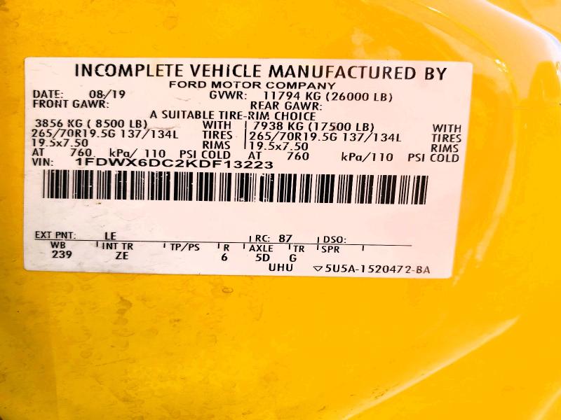 Продажа на аукционе авто 2019 Ford F650, vin: 1FDWX6DC2KDF13223, номер лота: 60724066