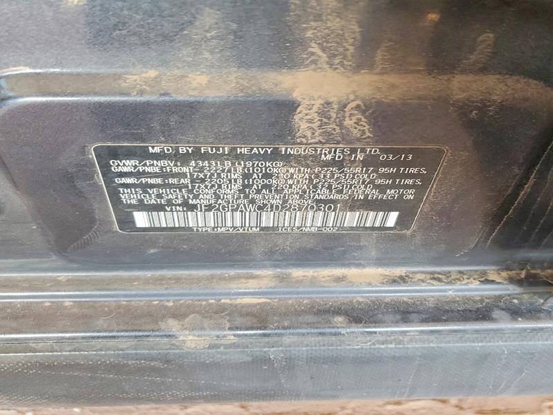 55922876 :رقم المزاد ، JF2GPAWC4D2870301 vin ، 2013 Subaru Xv Crosstrek مزاد بيع