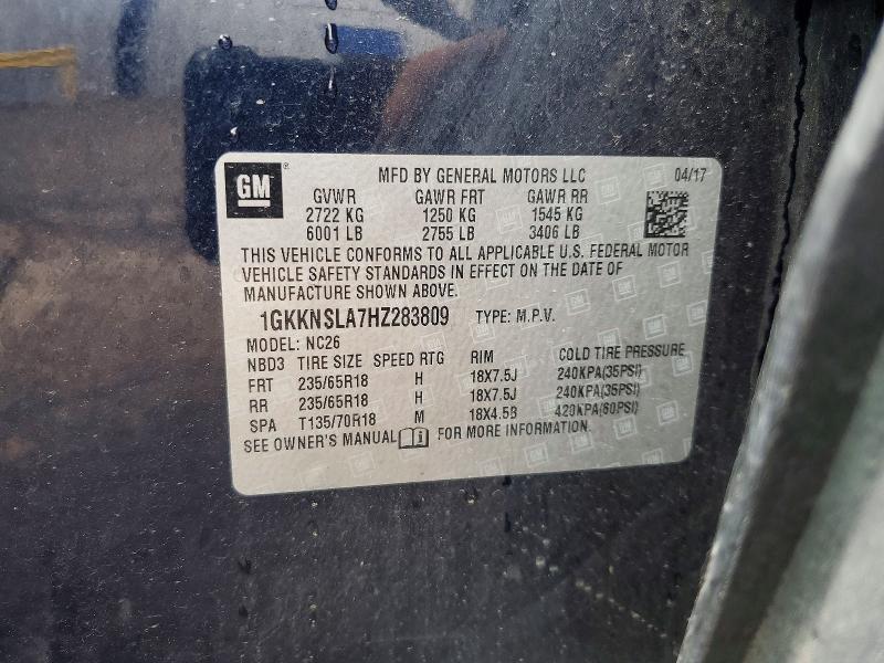 Aukcja sprzedaży 2017 Gmc Acadia, vin: 1GKKNSLA7HZ283809, numer aukcji: 58930016