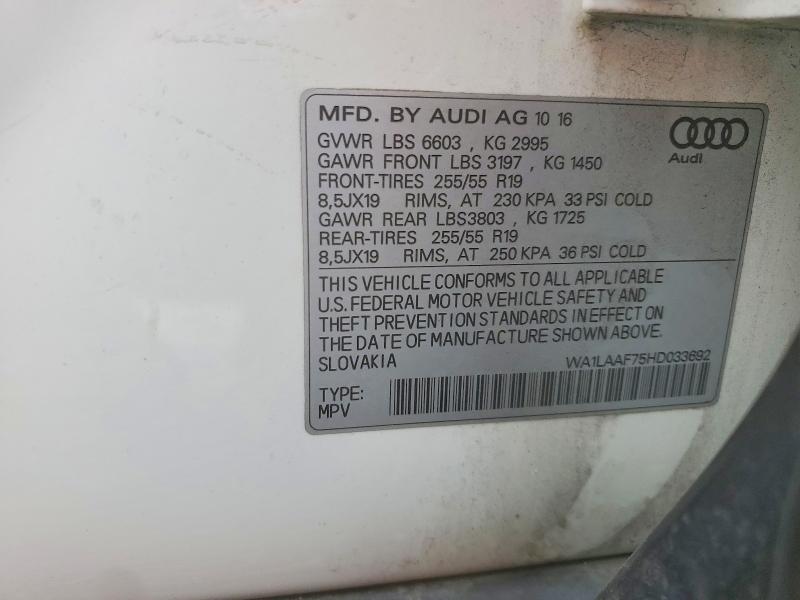 Aukcja sprzedaży 2017 Audi Q7, vin: WA1LAAF75HD033692, numer aukcji: 57729976