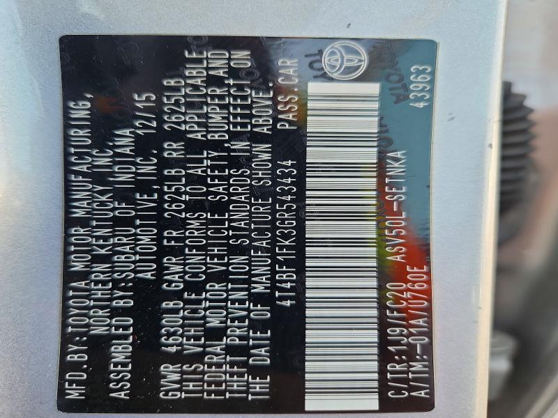 58200006 :رقم المزاد ، 4T4BF1FK3GR543434 vin ، 2016 Toyota Camry مزاد بيع