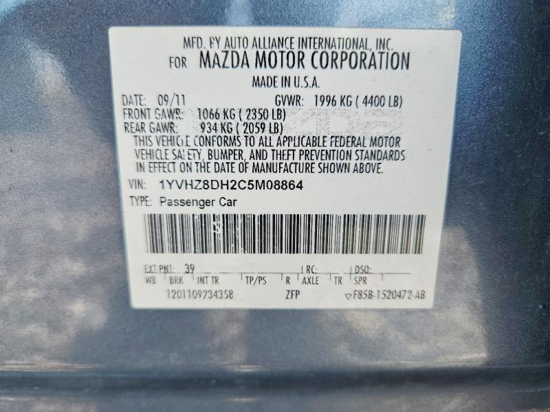 Aukcja sprzedaży 2012 Mazda 6, vin: 1YVHZ8DH2C5M08864, numer aukcji: 58297576