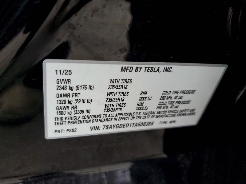 Aukcja sprzedaży 2026 Tesla Model Y, vin: 7SAYGDED1TA608388, numer aukcji: 58261016