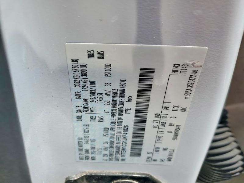 2018 Ford F150 მანქანა იყიდება აუქციონზე, vin: 1FTEW1CG1JKF41826, აუქციონის ნომერი: 57998296