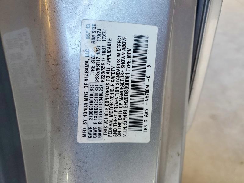 Aukcja sprzedaży 2013 Honda Odyssey, vin: 5FNRL5H20DB090081, numer aukcji: 58122976
