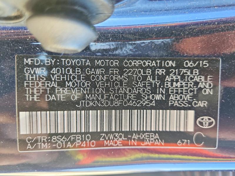 58487016 :رقم المزاد ، JTDKN3DU8F0462954 vin ، 2015 Toyota Prius مزاد بيع