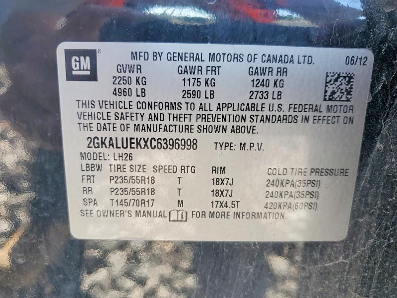 Продаж на аукціоні авто 2012 Gmc Terrain, vin: 2GKALUEKXC6396998, номер лоту: 58283036