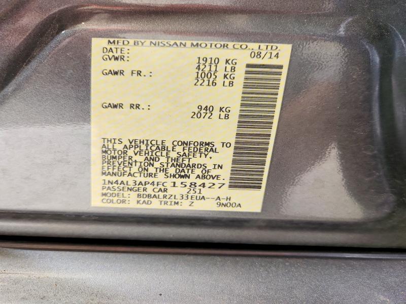 Aukcja sprzedaży 2015 Nissan Altima, vin: 1N4AL3AP4FC158427, numer aukcji: 55907066